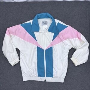 Vintage Lady Pamela Track Jacket Colorblock Pink Blue White Canada Sz 12